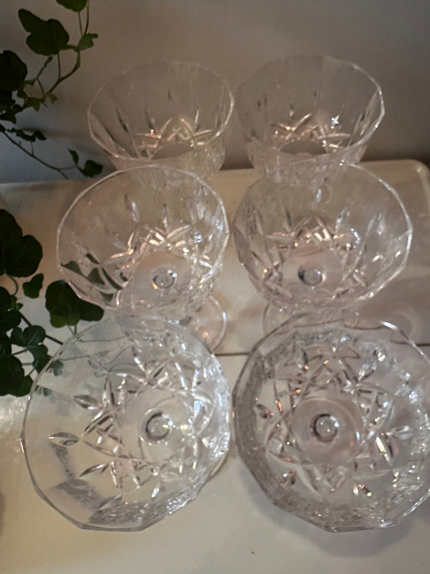 Set van 6 kristallen coupe champagne glazen