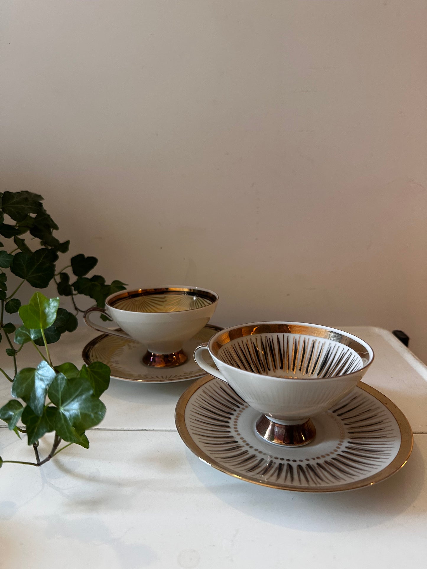 Set van twee porseleinen kop en schotels