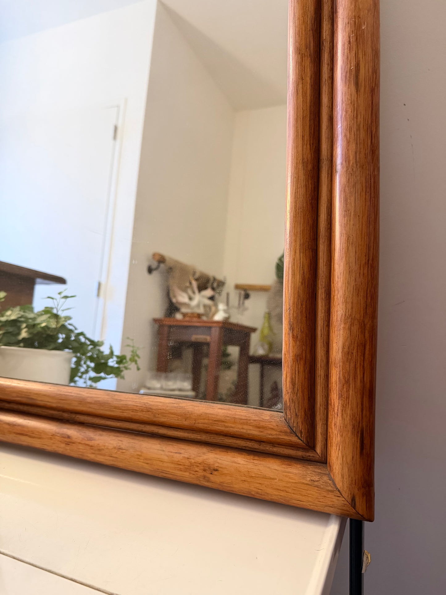 Jaren 80 spiegel met houten lijst