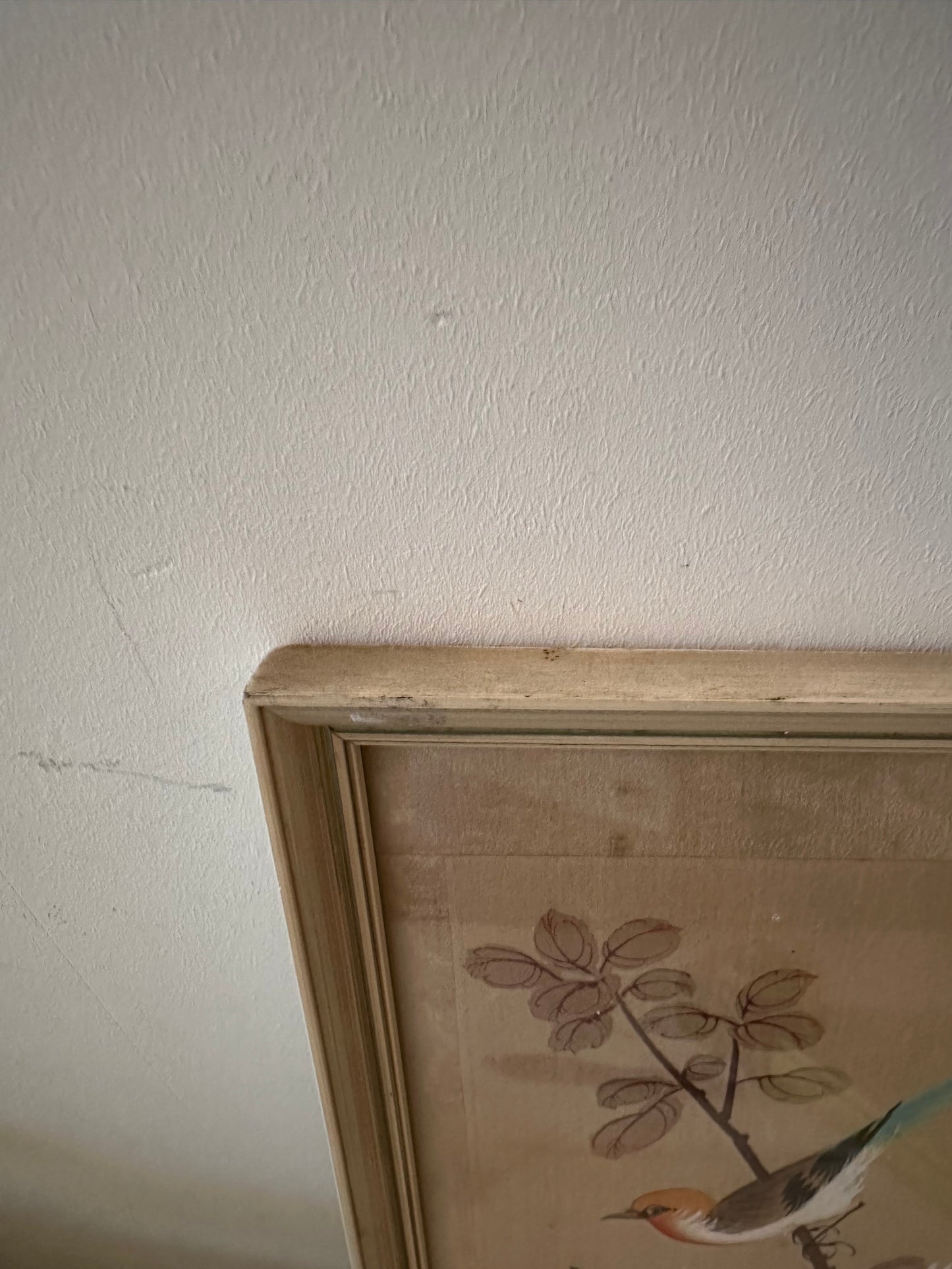 Japans schilderijtje met vogel en bloemen