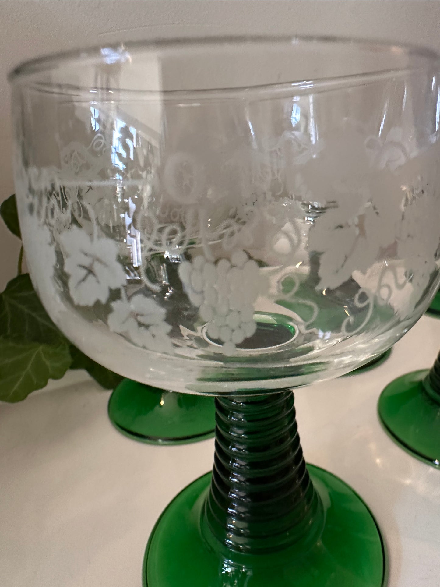 Set van 6 groene Roemer glazen