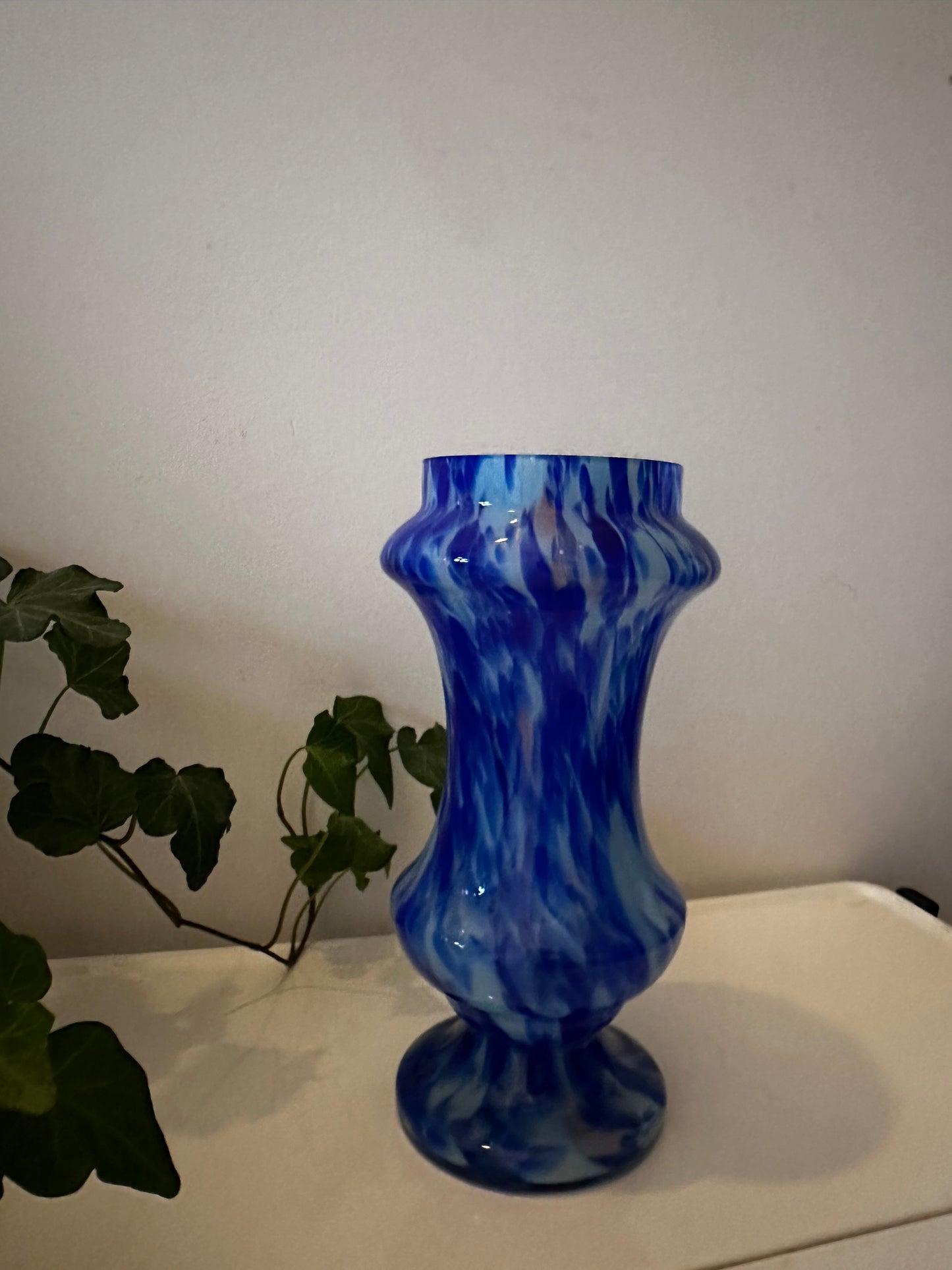 Blauwe vintage Murano glazen vaas