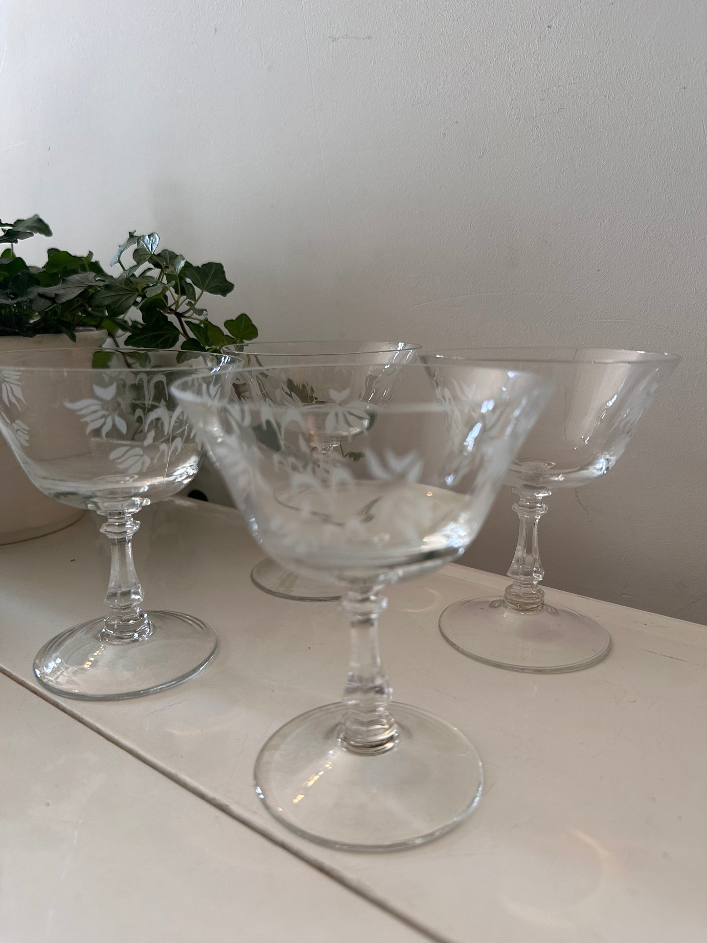 Set van 4 kristallen coupe champagne glazen