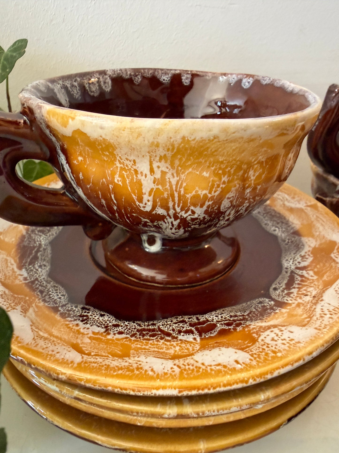 Set van 6 kop en schotels mid century