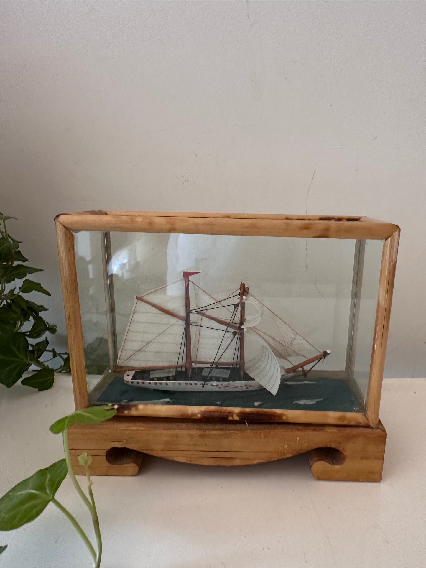 Mini scheepje in vitrine kastje
