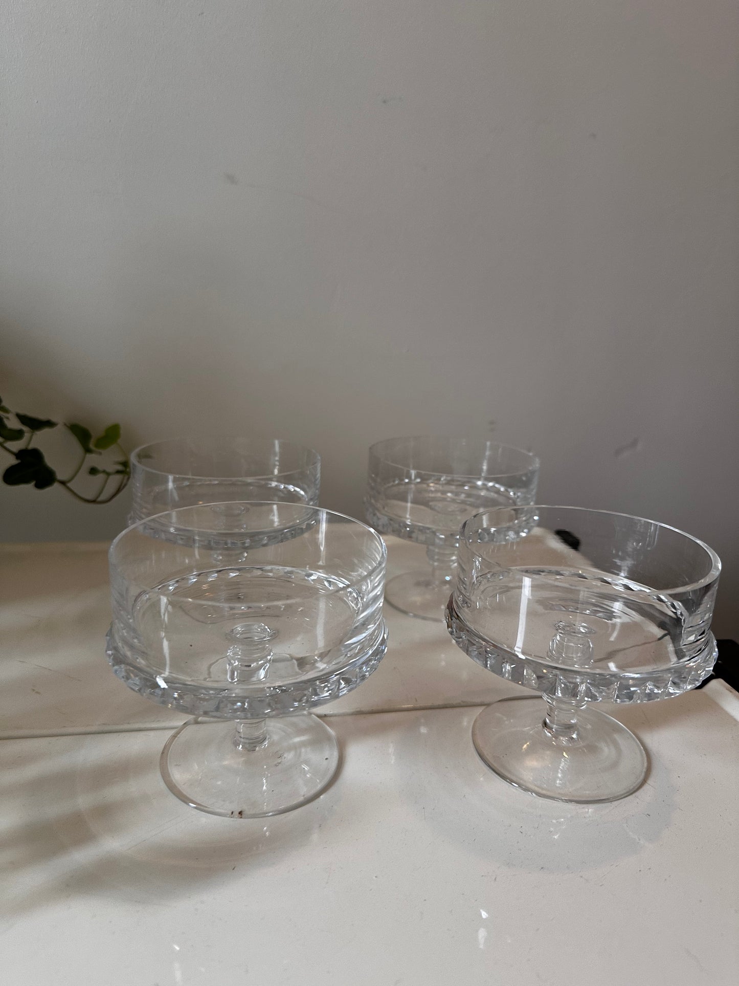 Kristallen coupe champagne glazen vintage