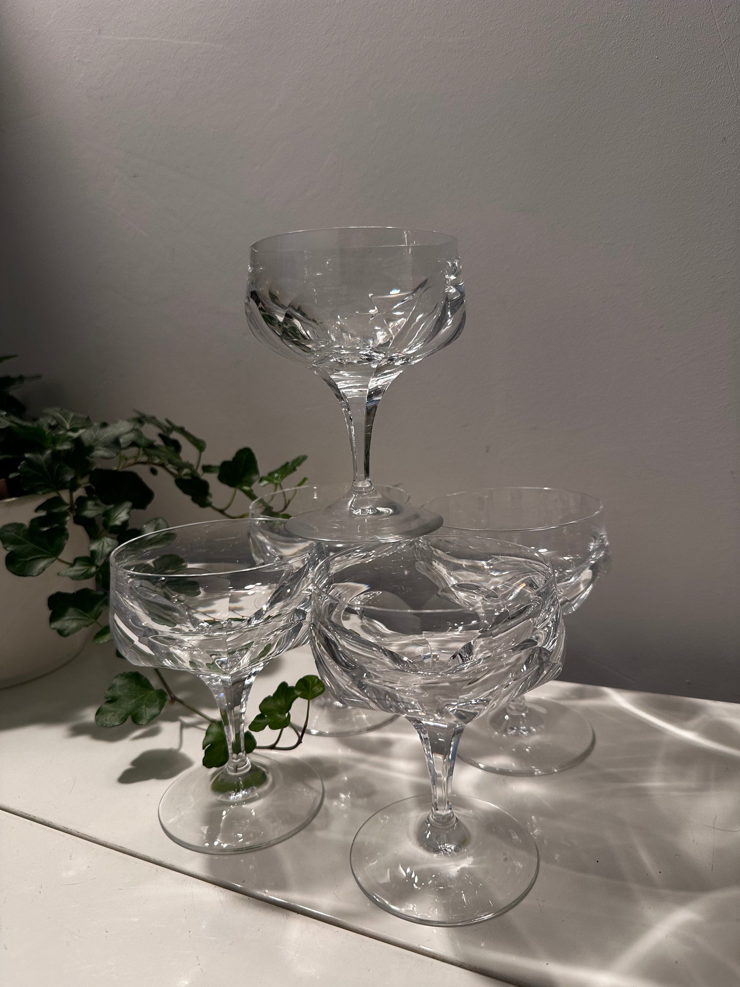 5 kristallen vintage coupe champagne glazen