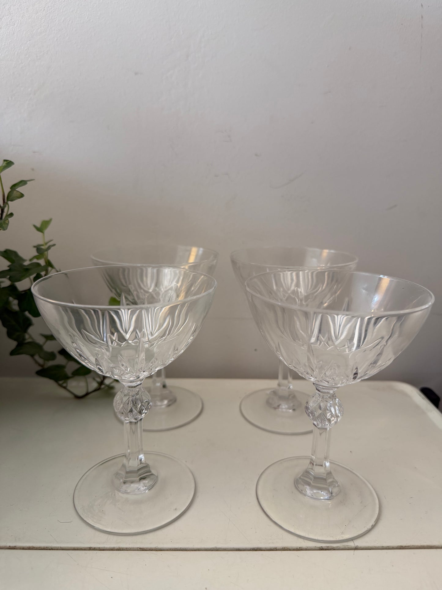 4 Kristallen coupe champagne glazen