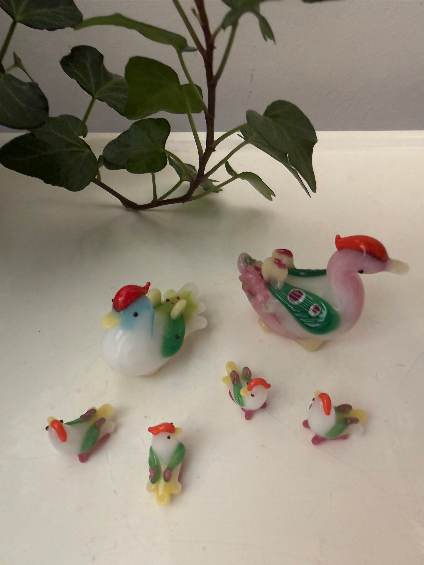 Murano glazen letterbak beeldjes eendjes