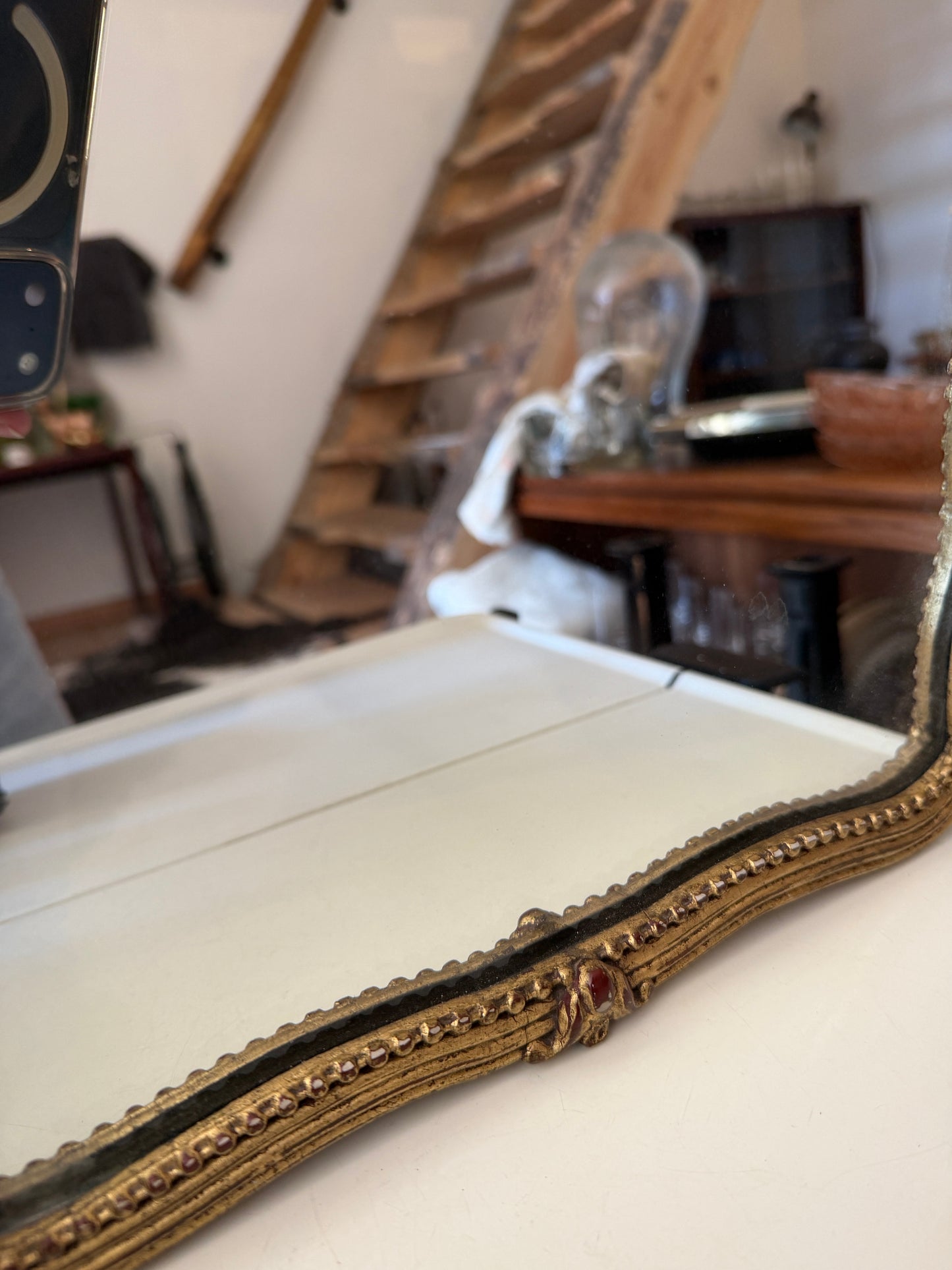 Vintage spiegel met goudkleurige lijst jaren 20