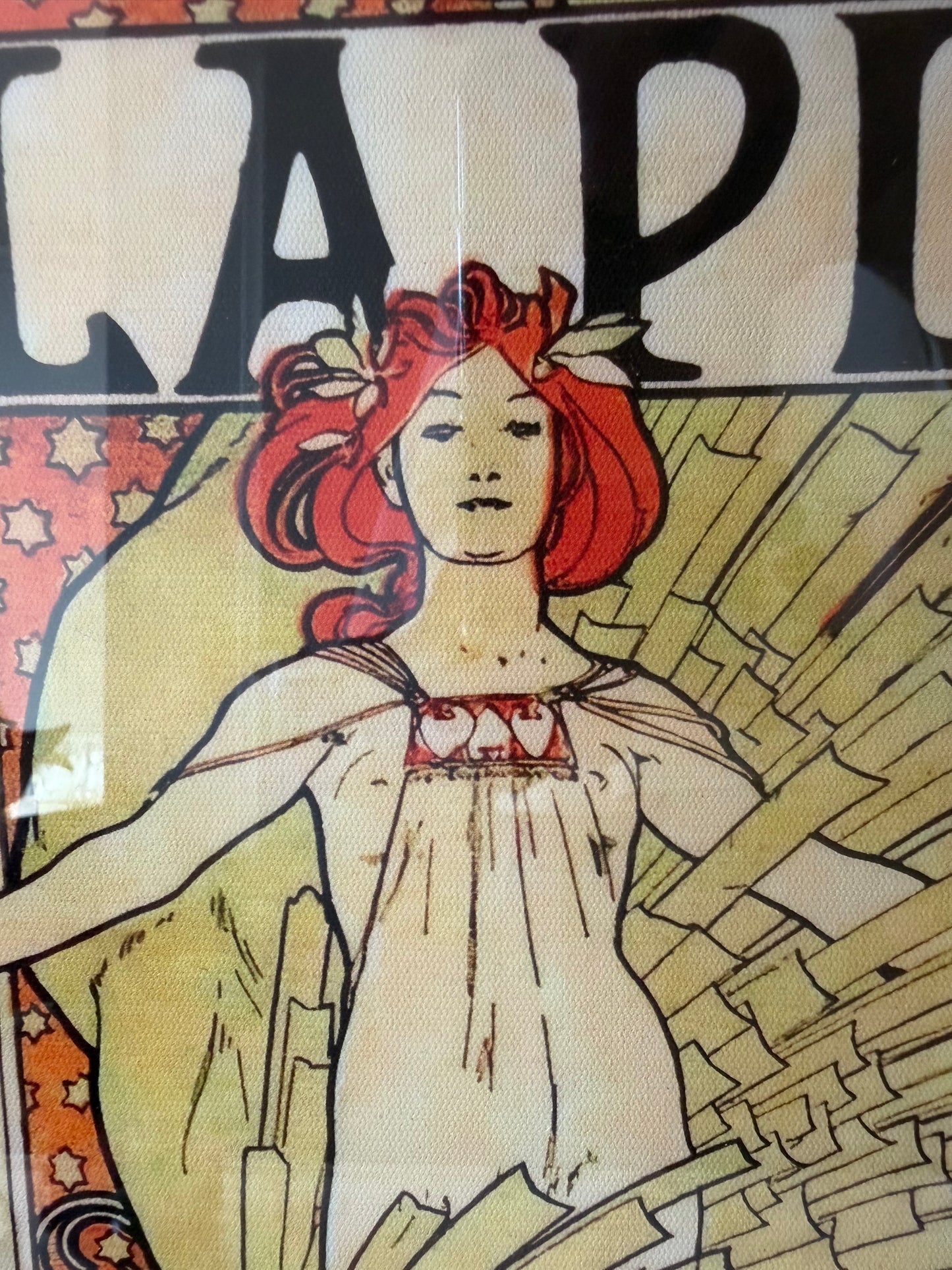 Art Nouveau prent La Plume in houten lijst