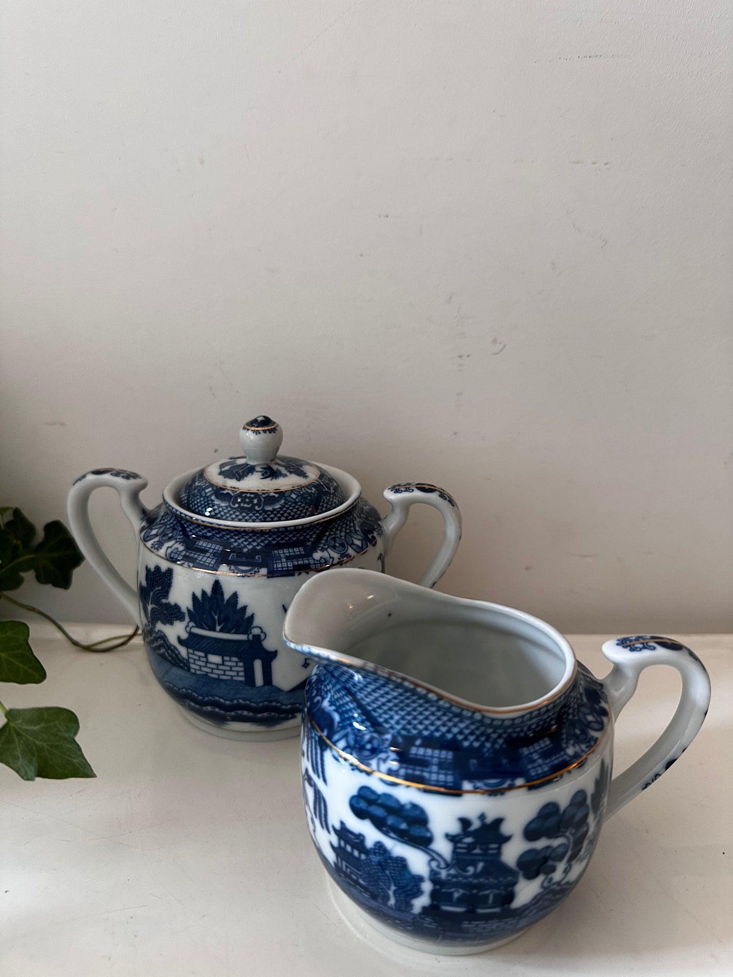 Melk en Suikerpotje blue willow patroon