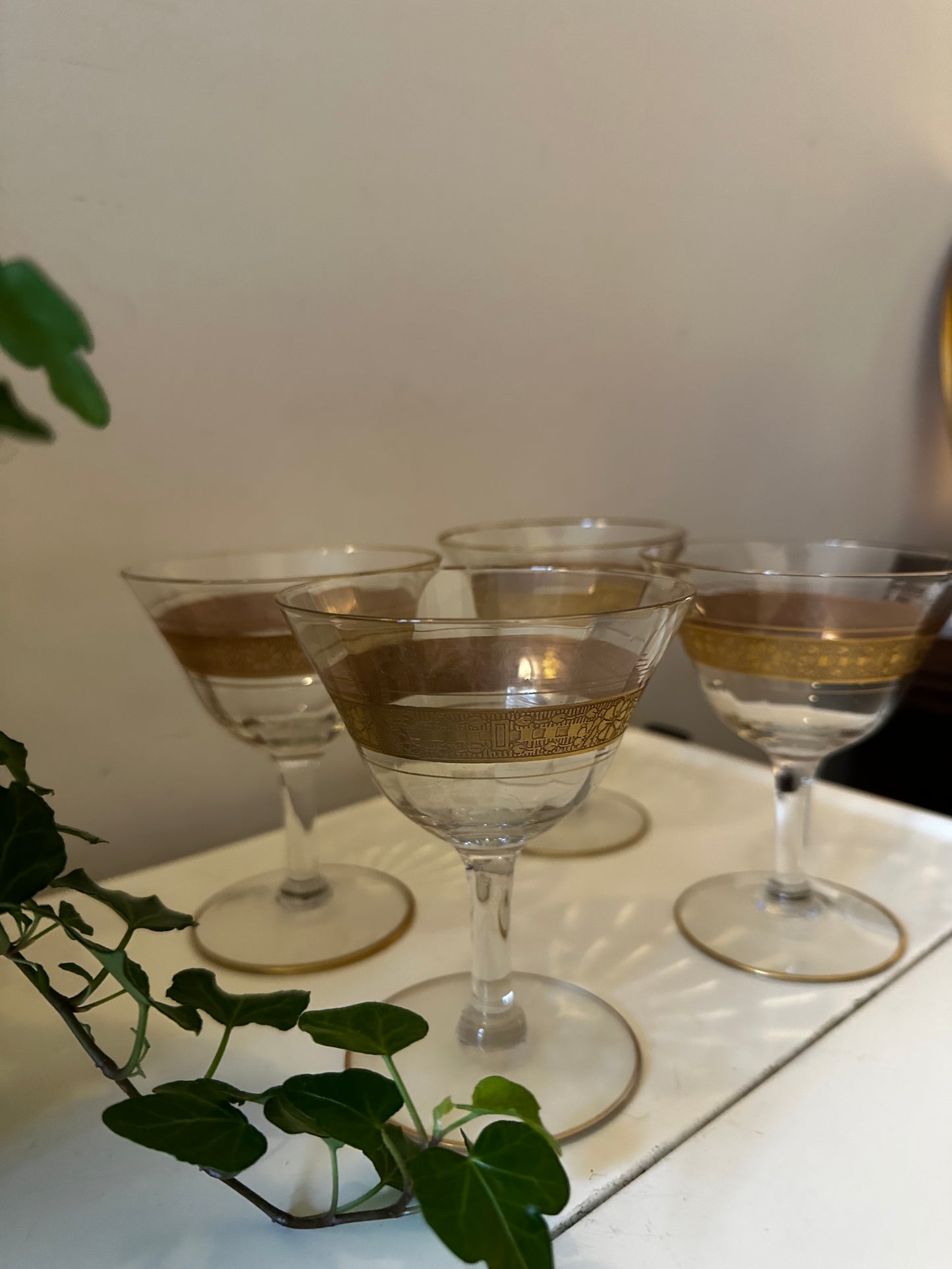 Coupe glazen met gouden rand