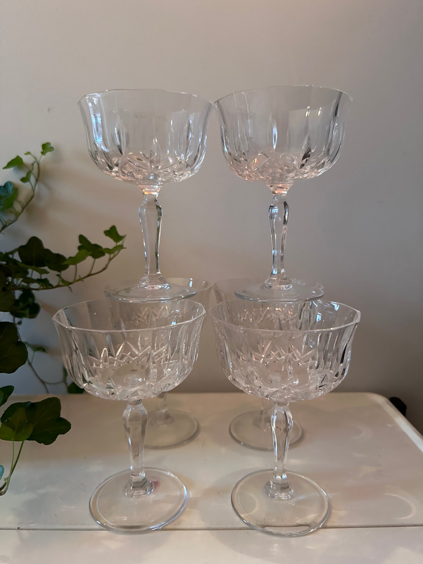 Set van 6 kristallen coupe champagne glazen