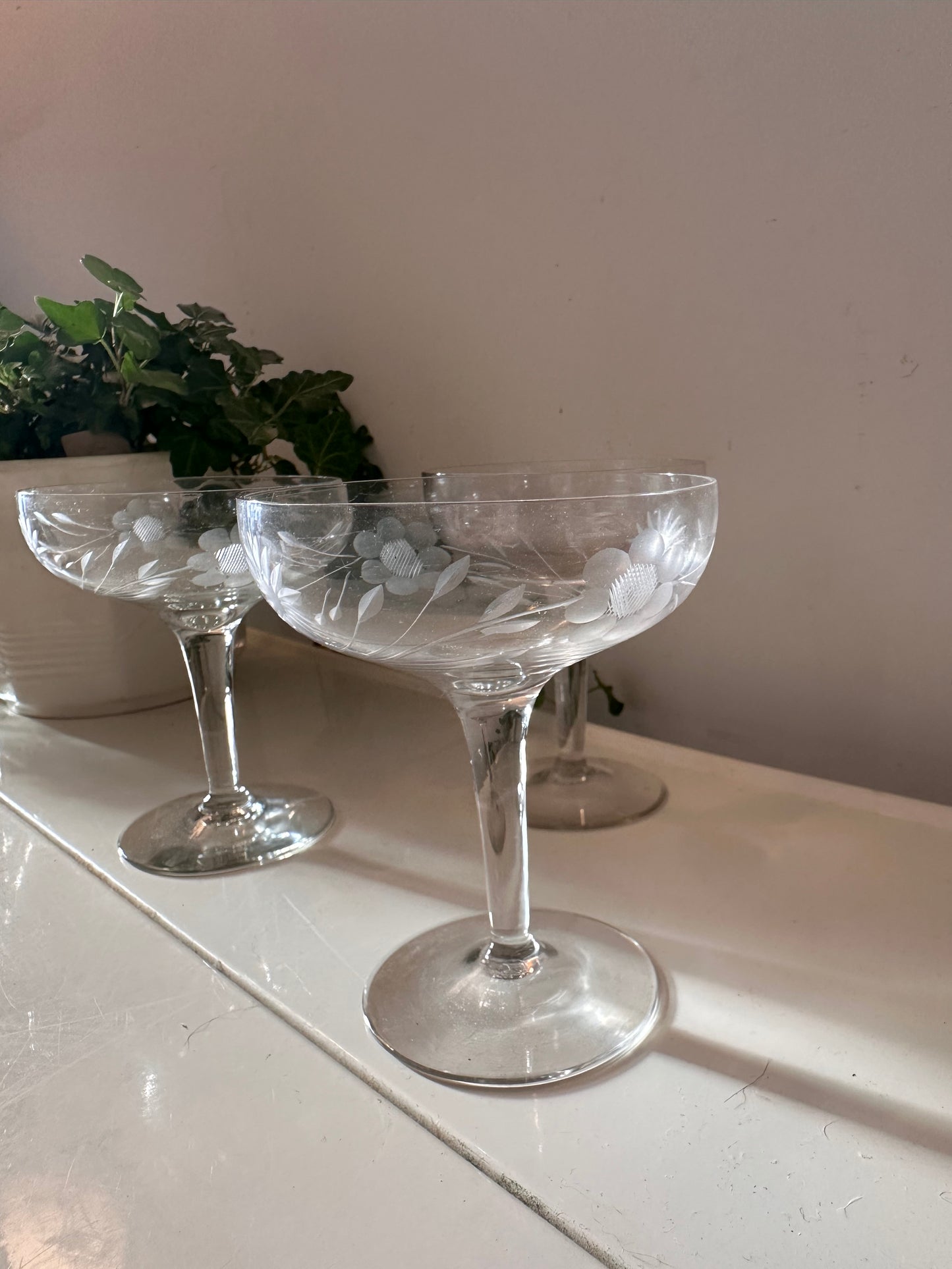 Set van 3 coupe champagne glazen