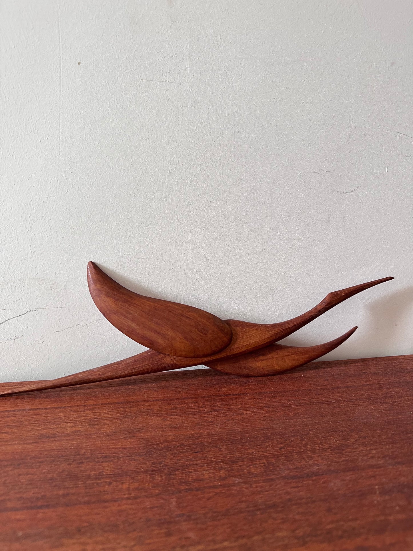 Mid Century teak houten wandvogel