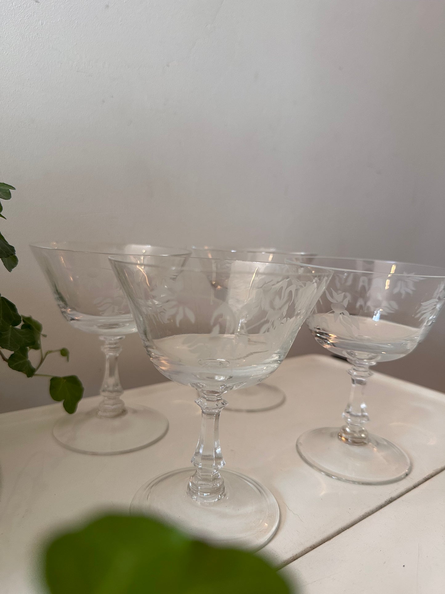 Set van 4 kristallen coupe champagne glazen