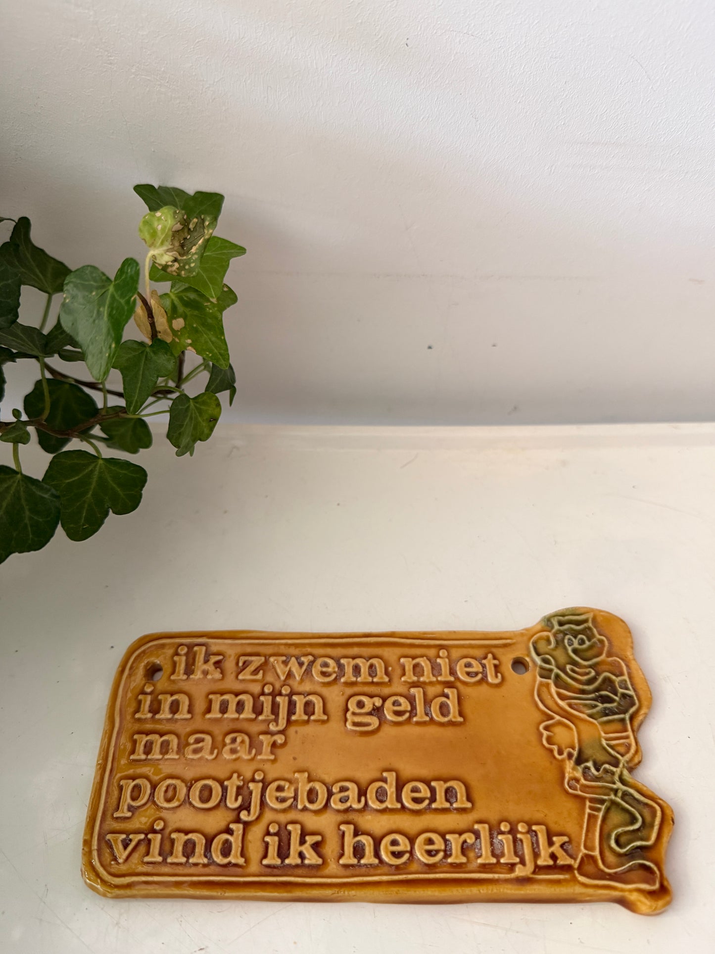 Jaren 70 wandtegeltje met tekst