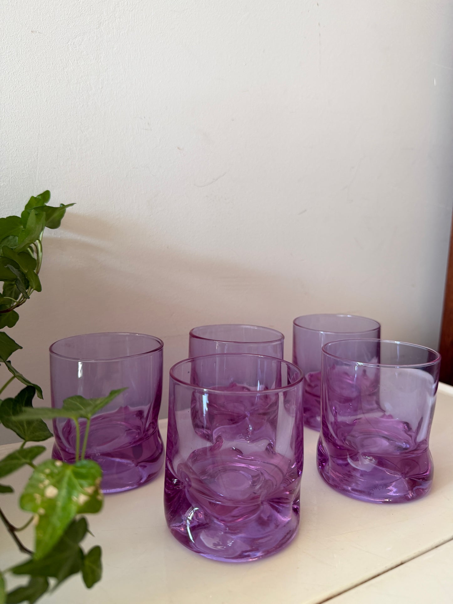 Italiaanse lila tumbler glazen jaren 70