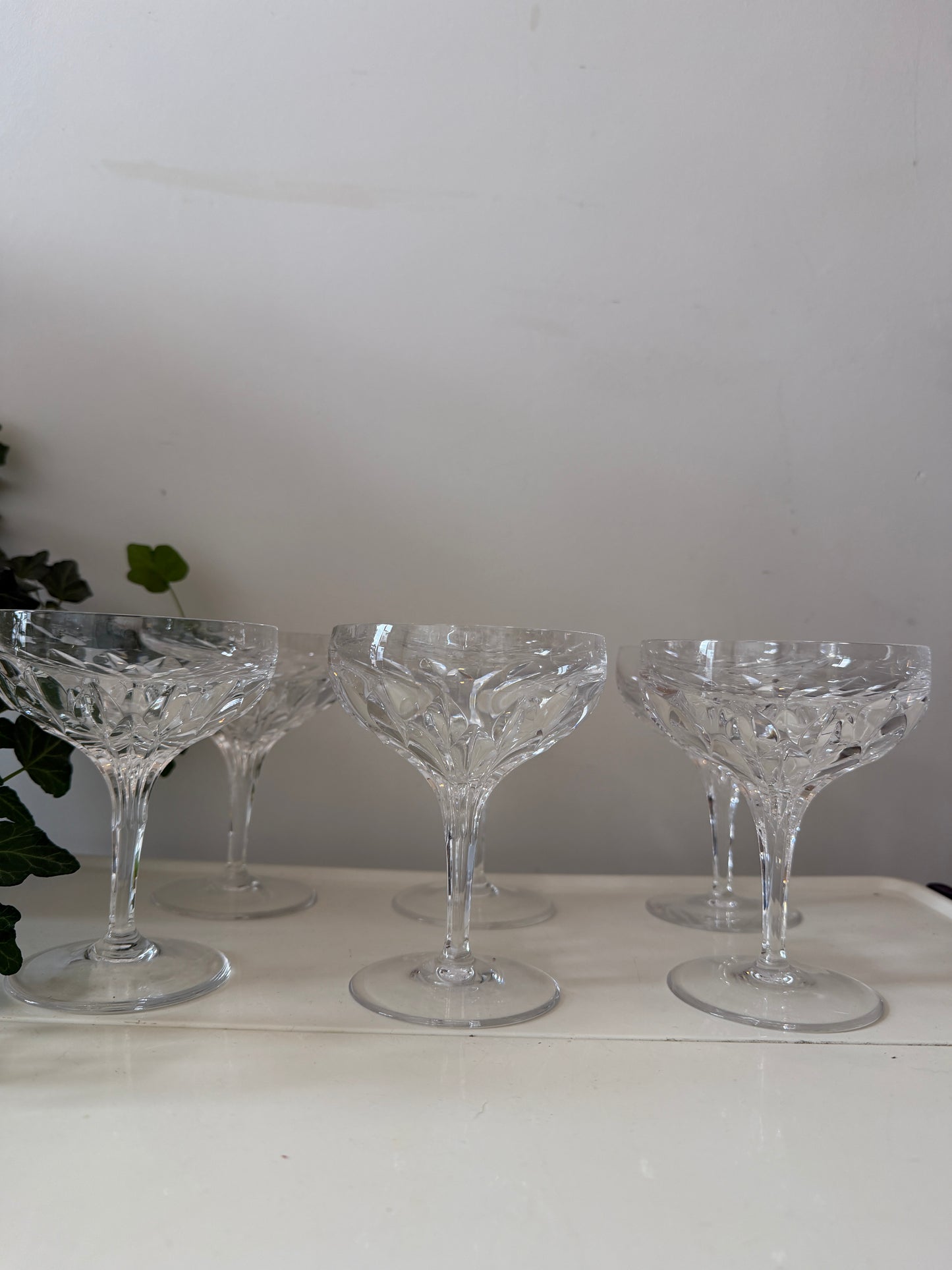 Set van 6 kristallen coupe champagne glazen
