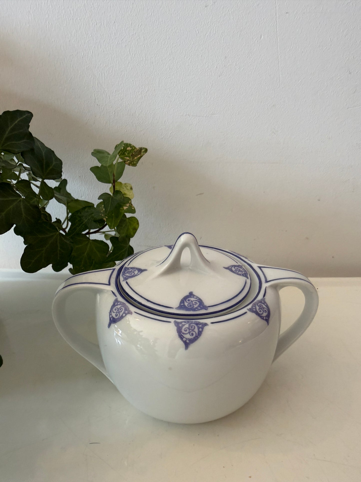 Porseleinen Suikerpotje blauw wit