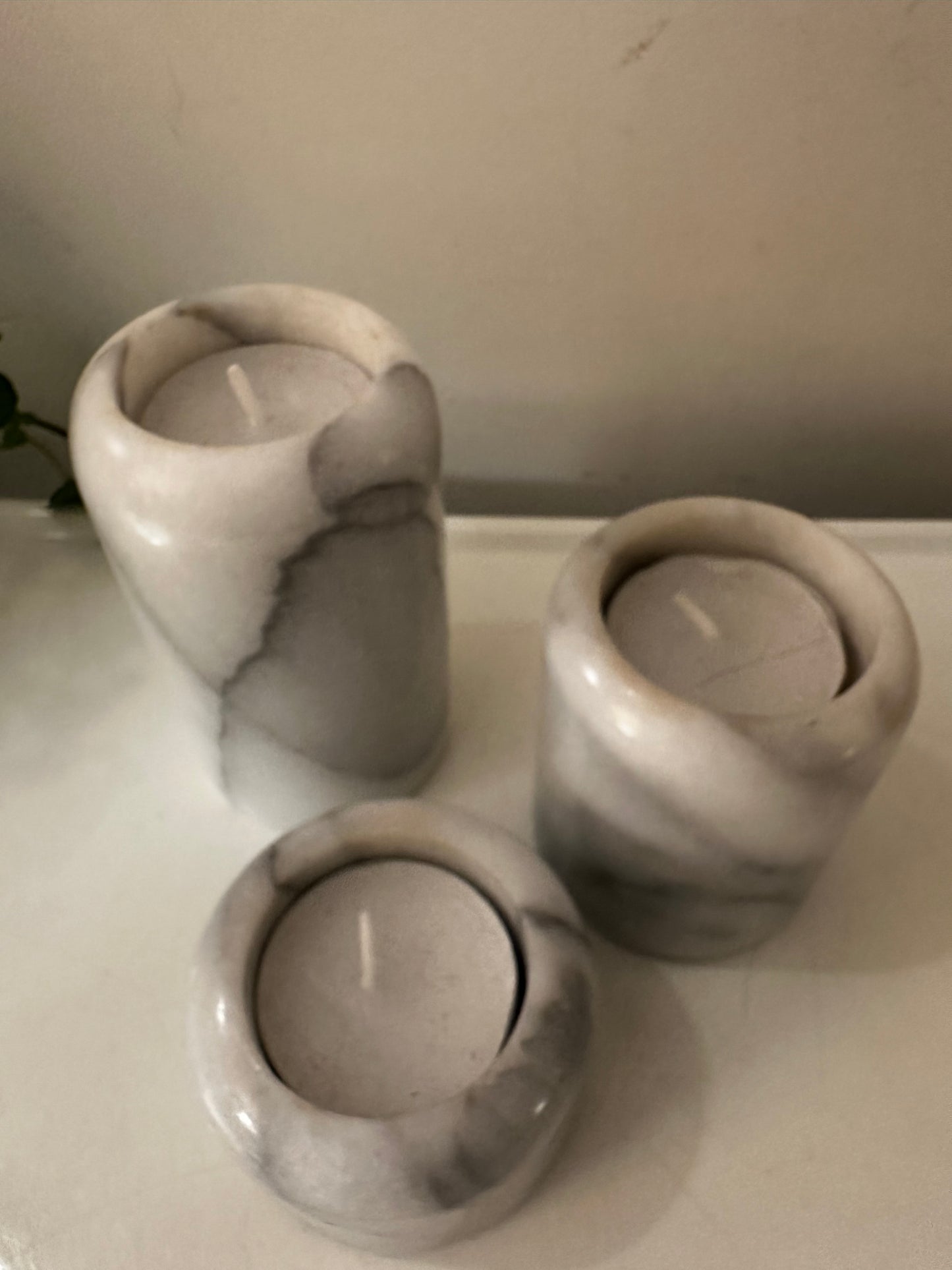 Set van 3 onyx waxinelichthouders