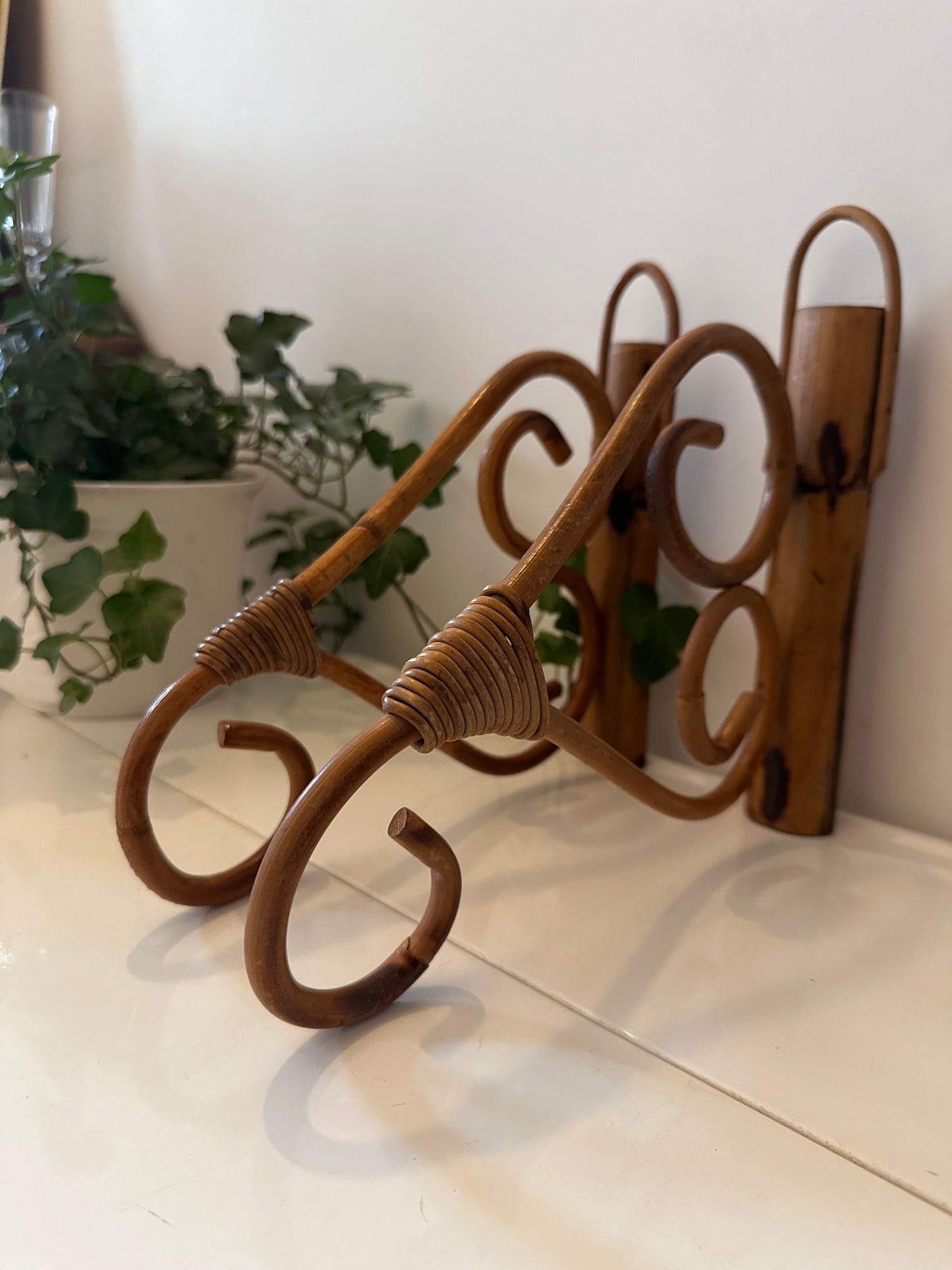 Rotan vintage jaren 70 plantenhangers