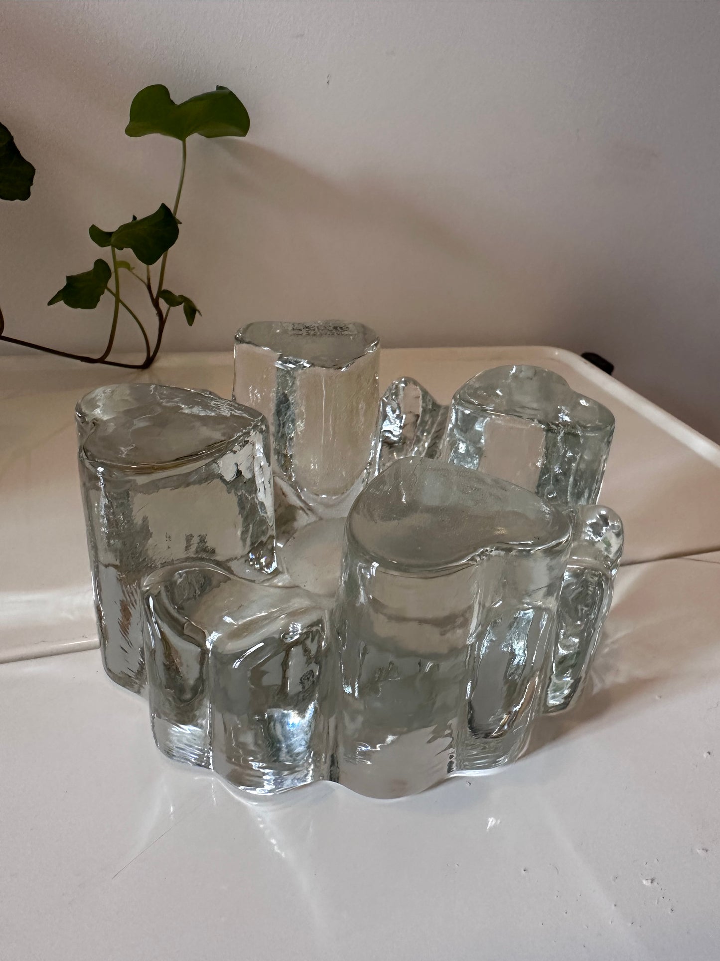 Theelicht retro dik glas vintage rechaud