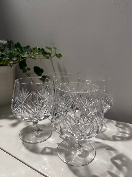 4 vintage kristallen cognac glazen