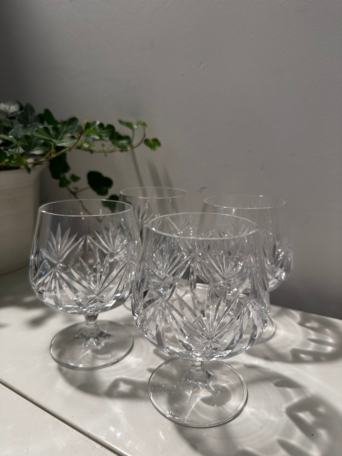 4 vintage kristallen cognac glazen