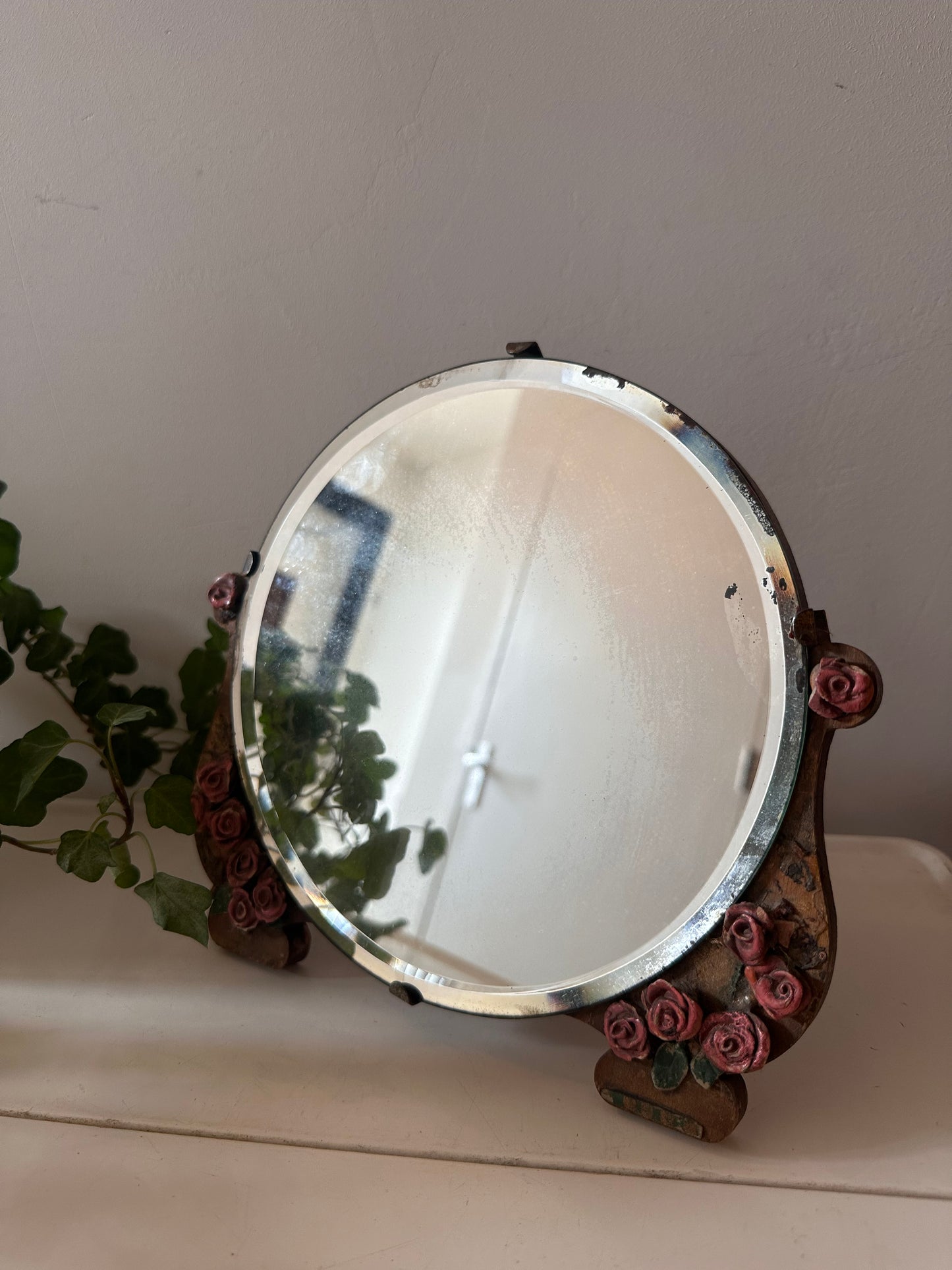 Romantische houten tafelspiegel met roosjes