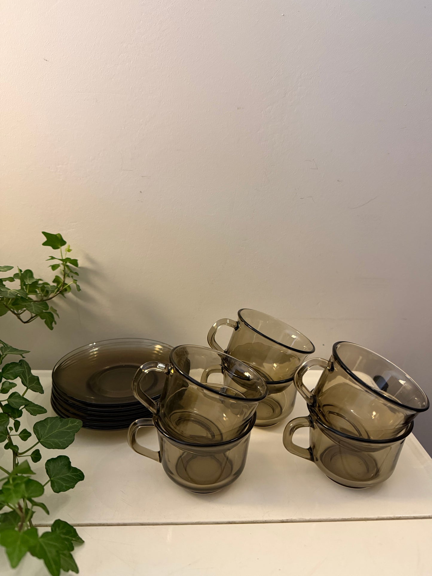 Set van 6 Arcoroc kop en schotels