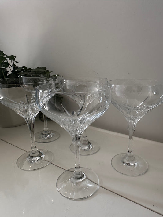 Set van 5 kristallen champagne glazen