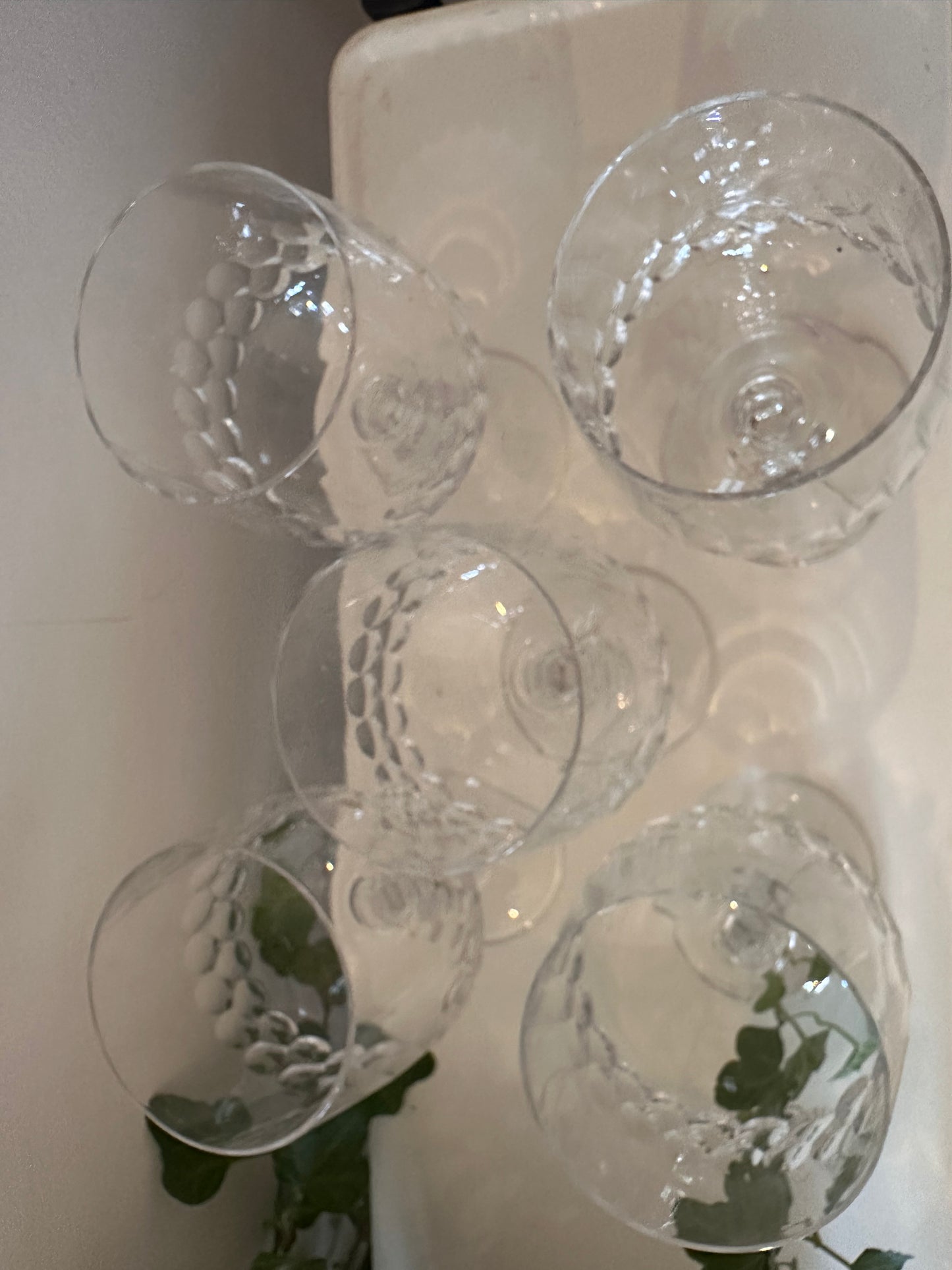 Set van 5 kristallen wijnglazen