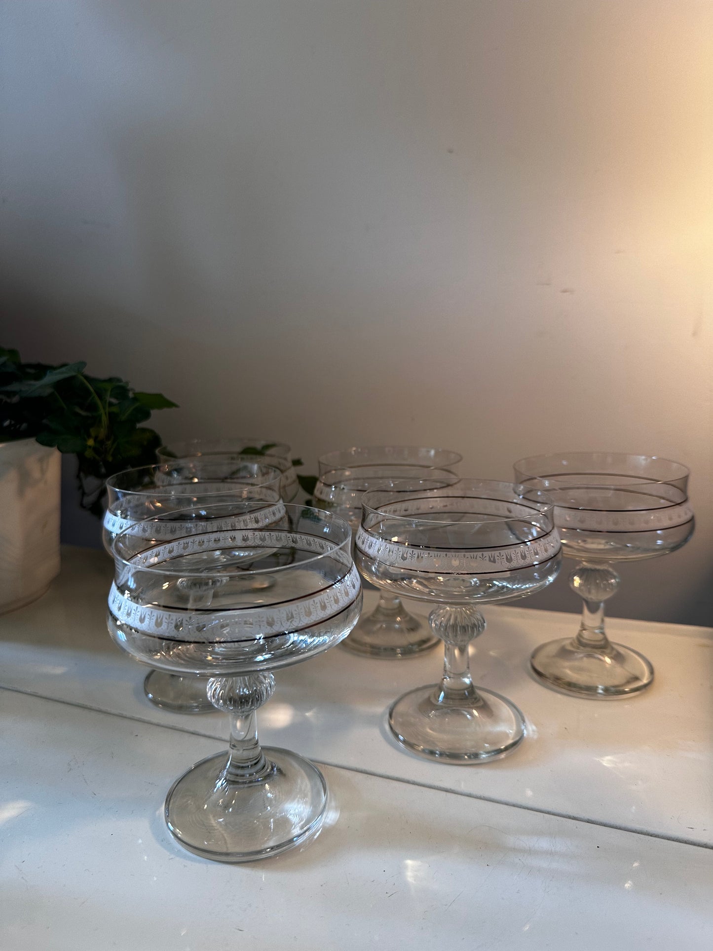 Set van 6 vintage coupe champagne glazen