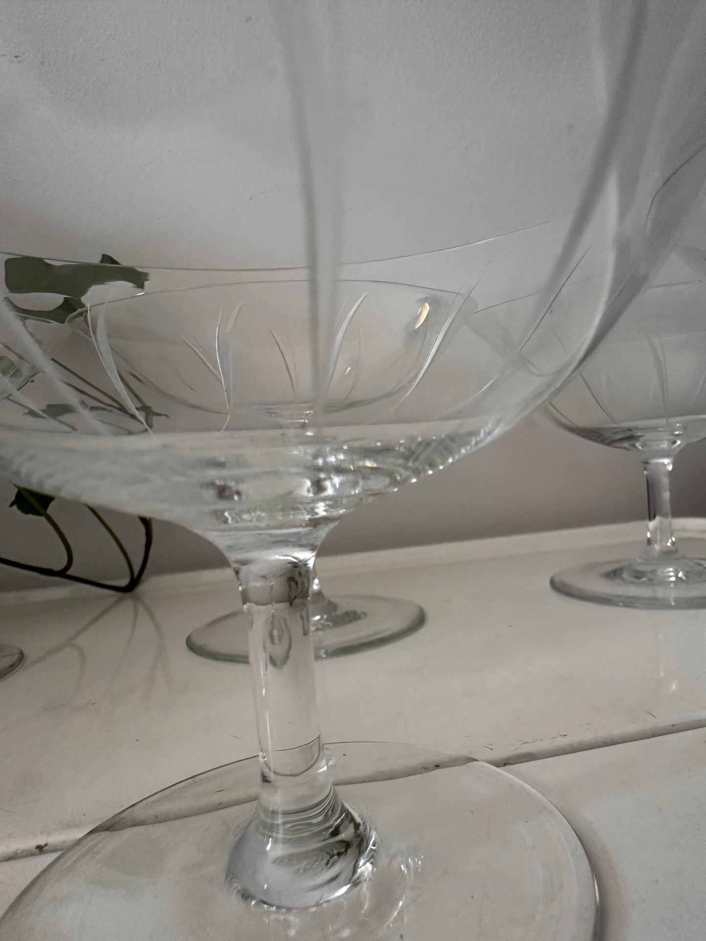 6 delige vintage kristallen coupe champagne glazen