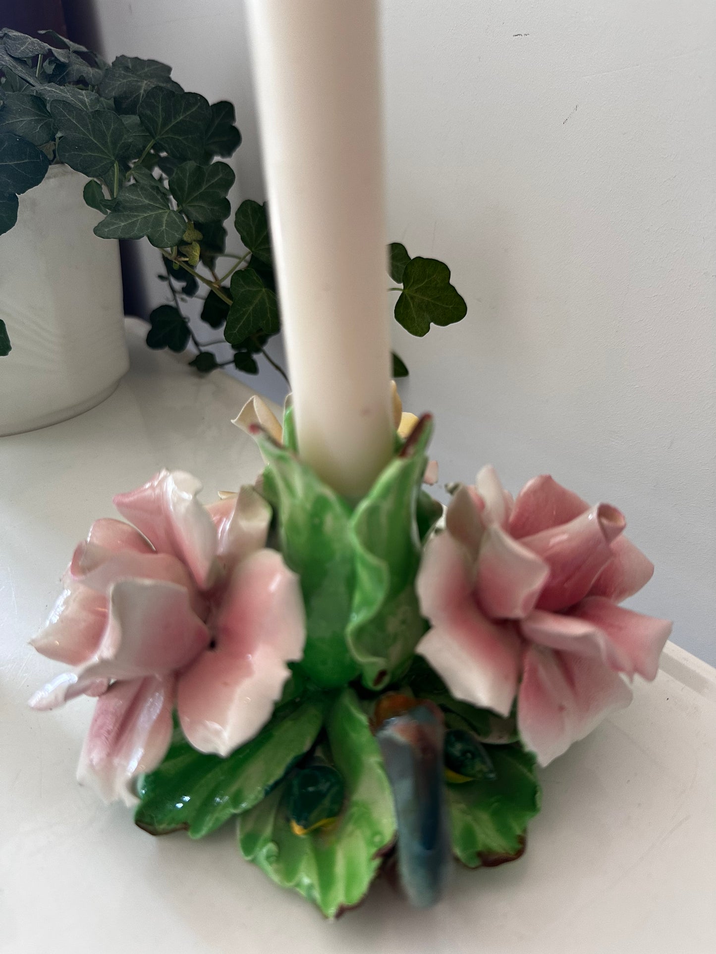 Porseleinen rozen kandelaar vintage