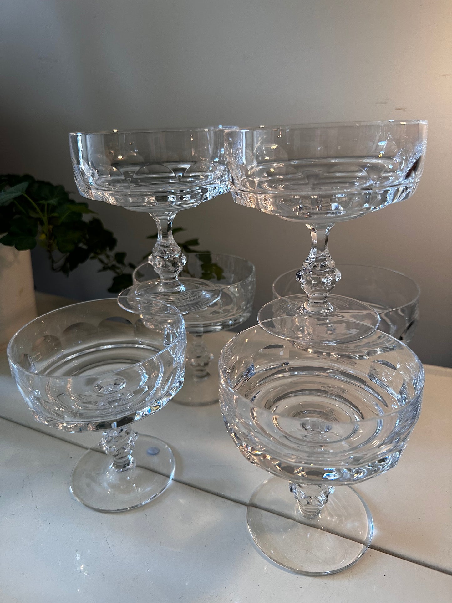 Set van 6 vintage coupe champagne glazen Q116