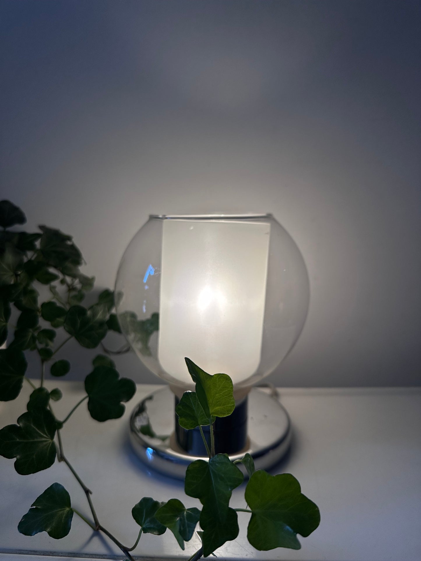 Glas met chroom lampje