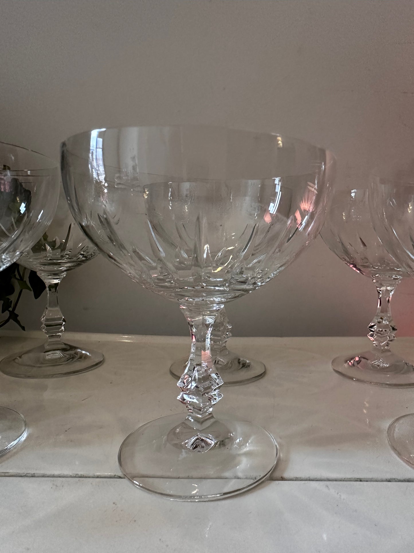 Set van 6 kristallen coupé champagne glazen