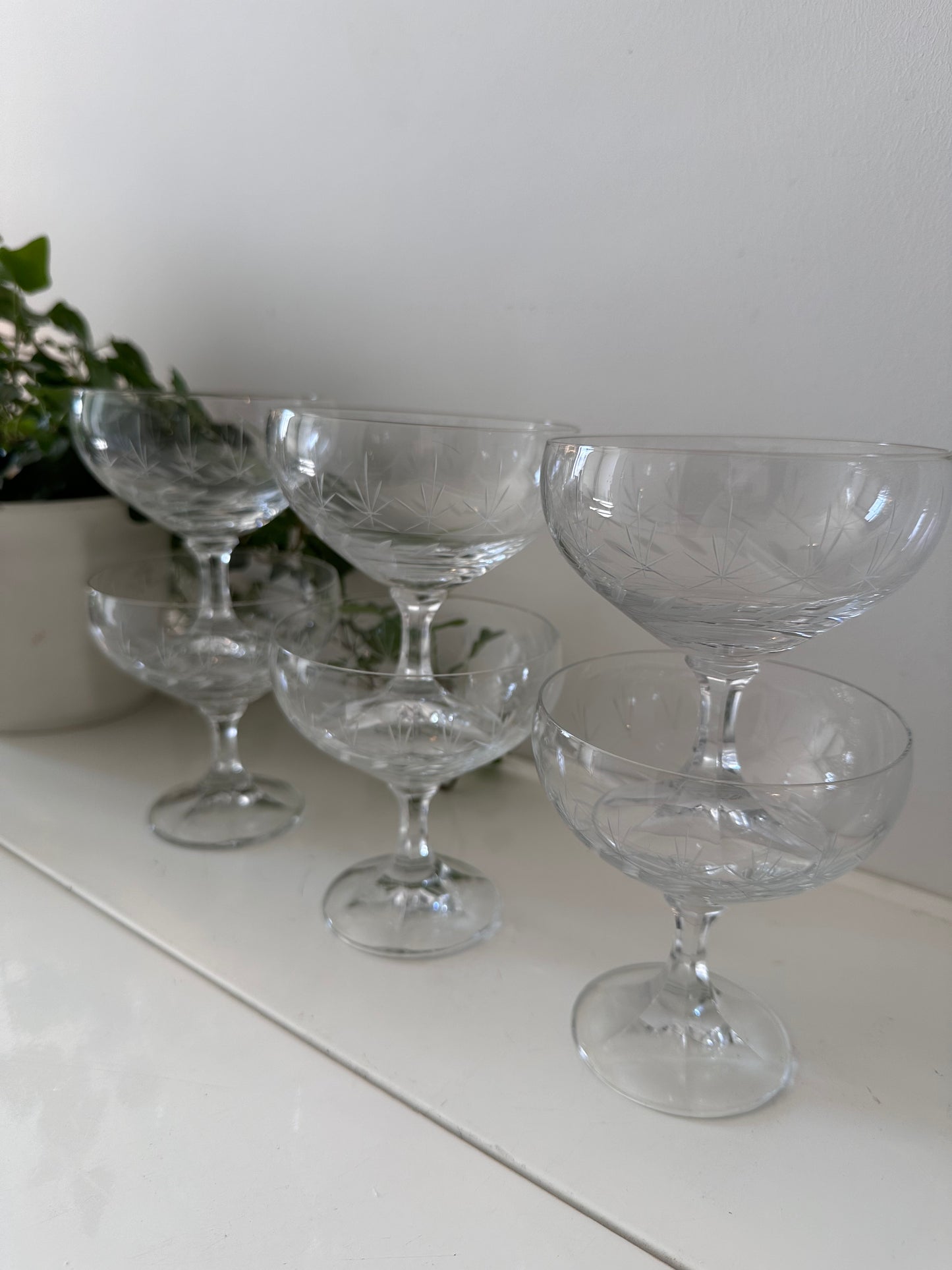 6 coupe champagne glazen vintage