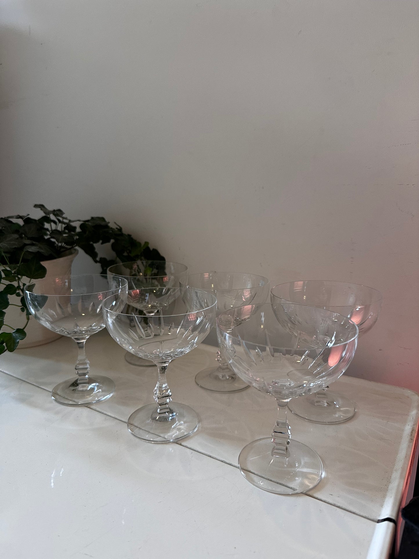 Set van 6 kristallen coupé champagne glazen