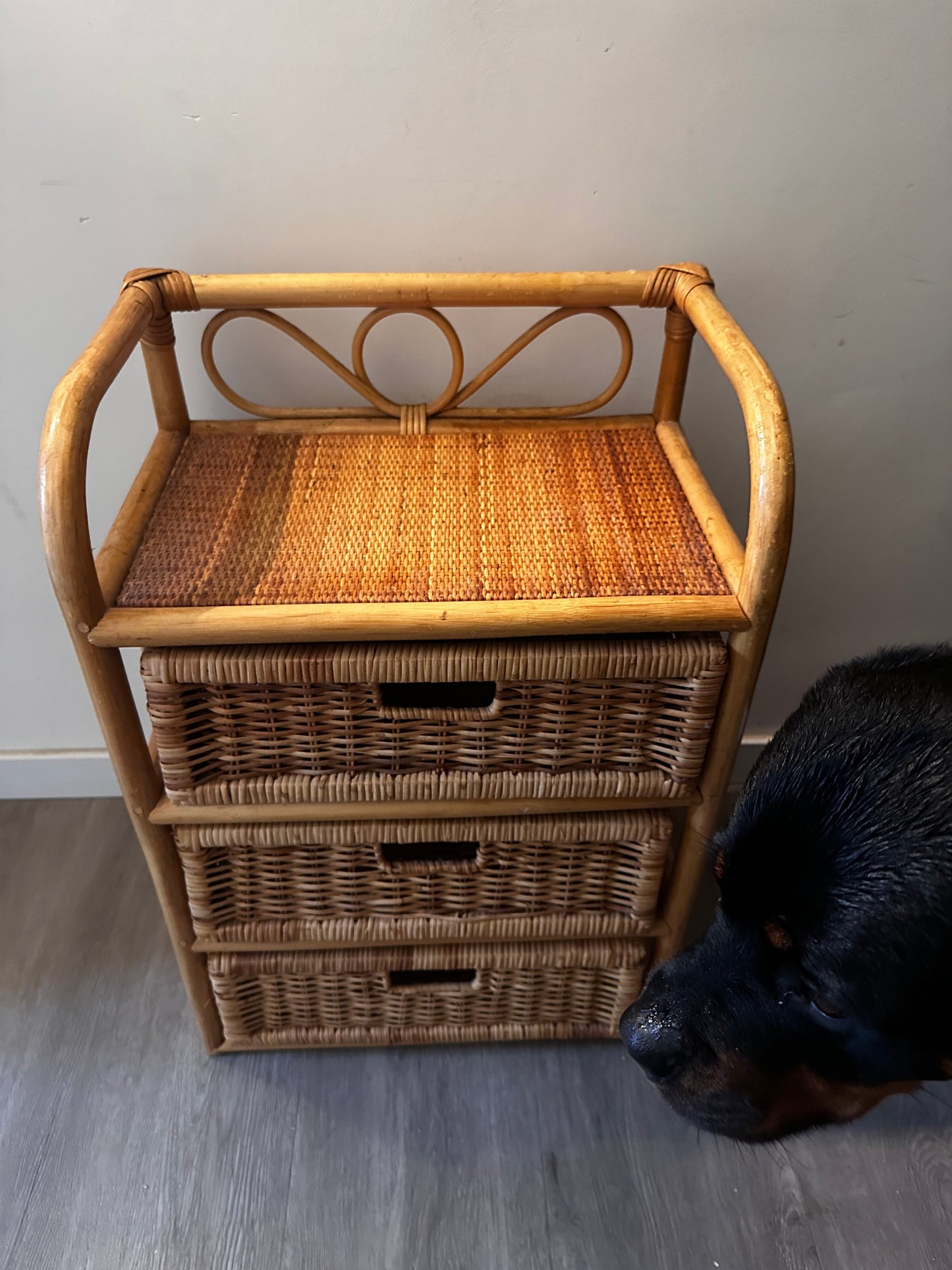 Vintage rotan ladekast