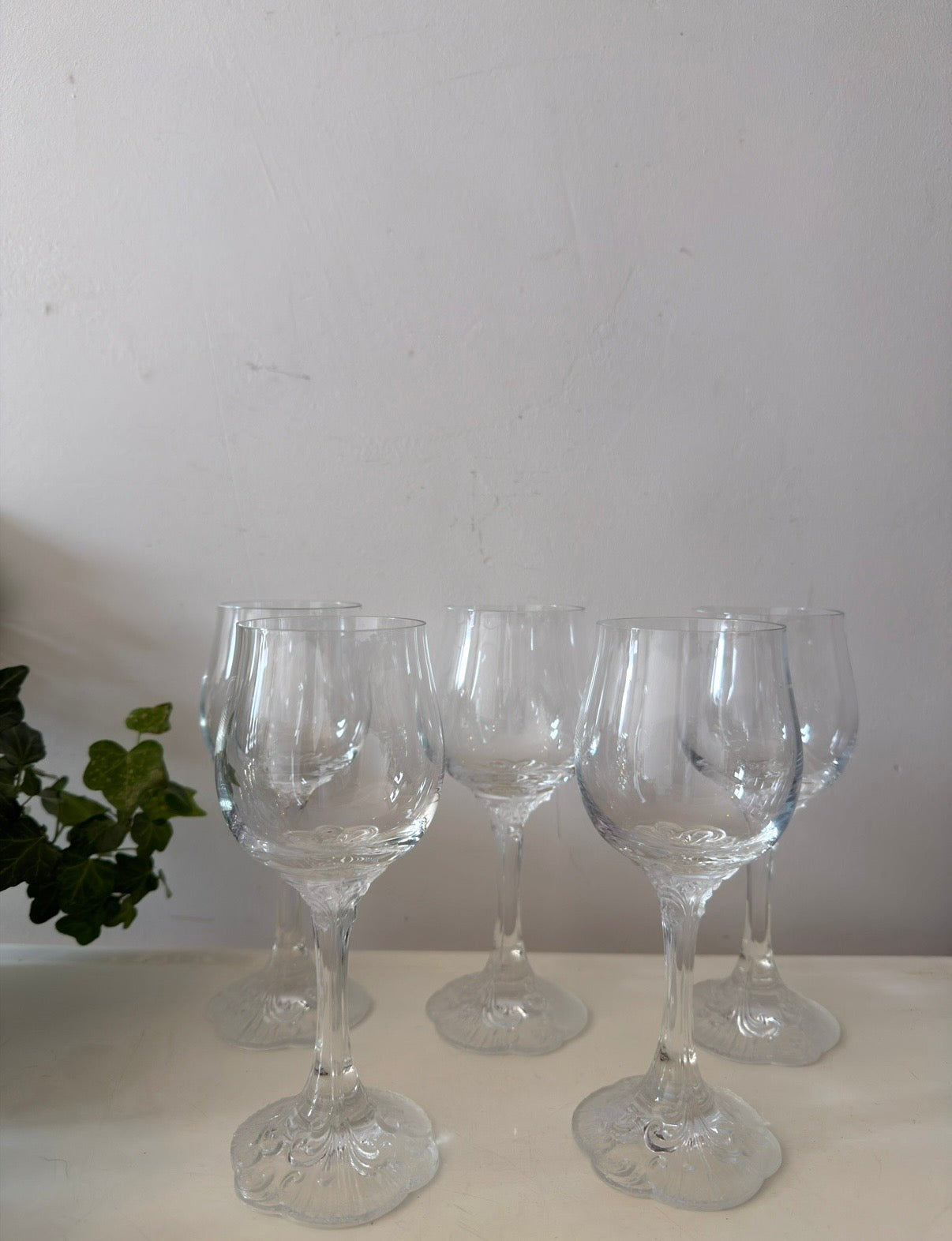 Set van 5 vintage wijnglazen