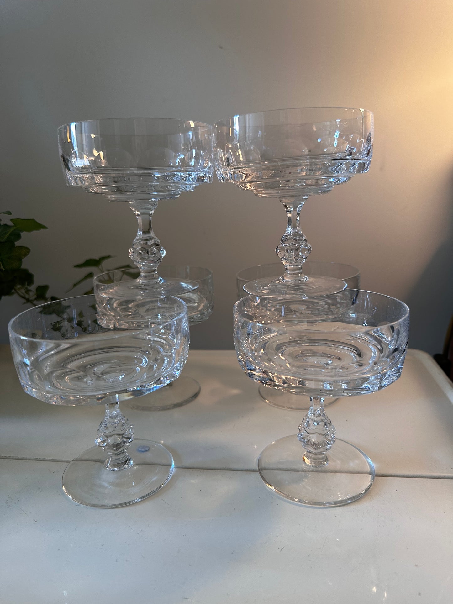 Set van 6 vintage coupe champagne glazen Q116