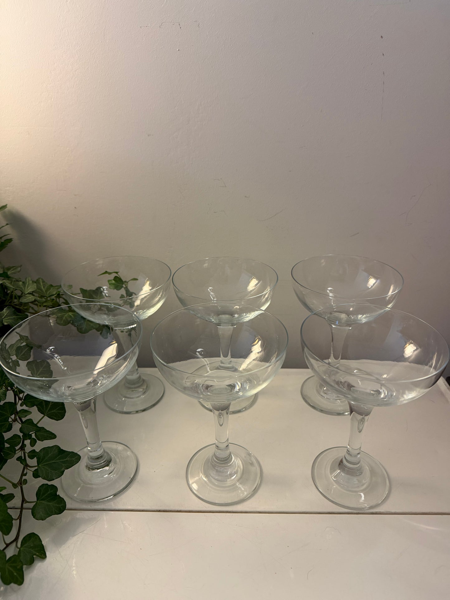 Set van 6 kristallen coupe champagne glazen