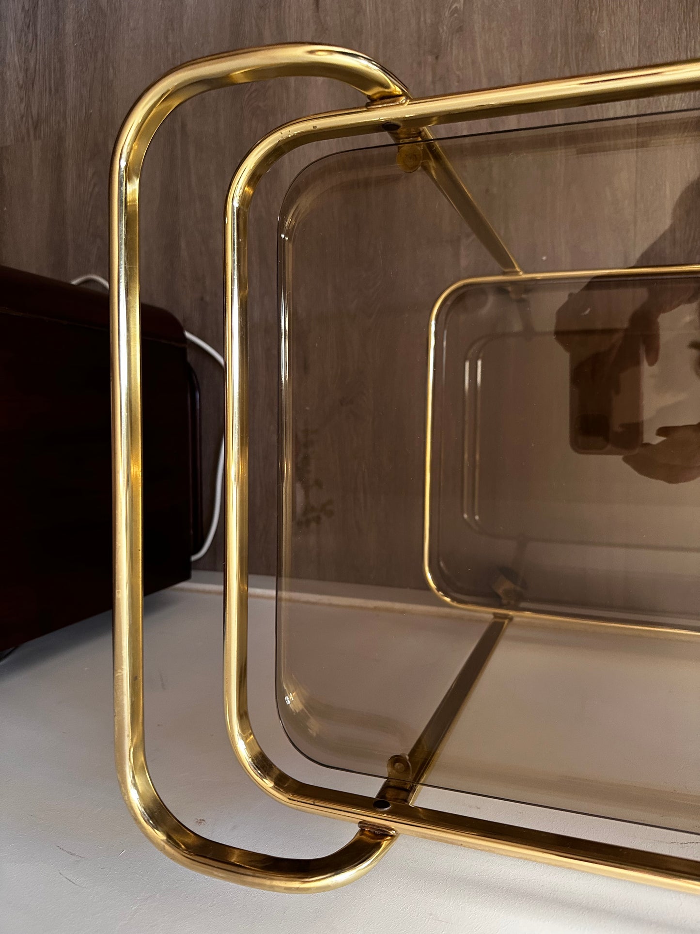 Hollywood Regency Messing serveerwagen