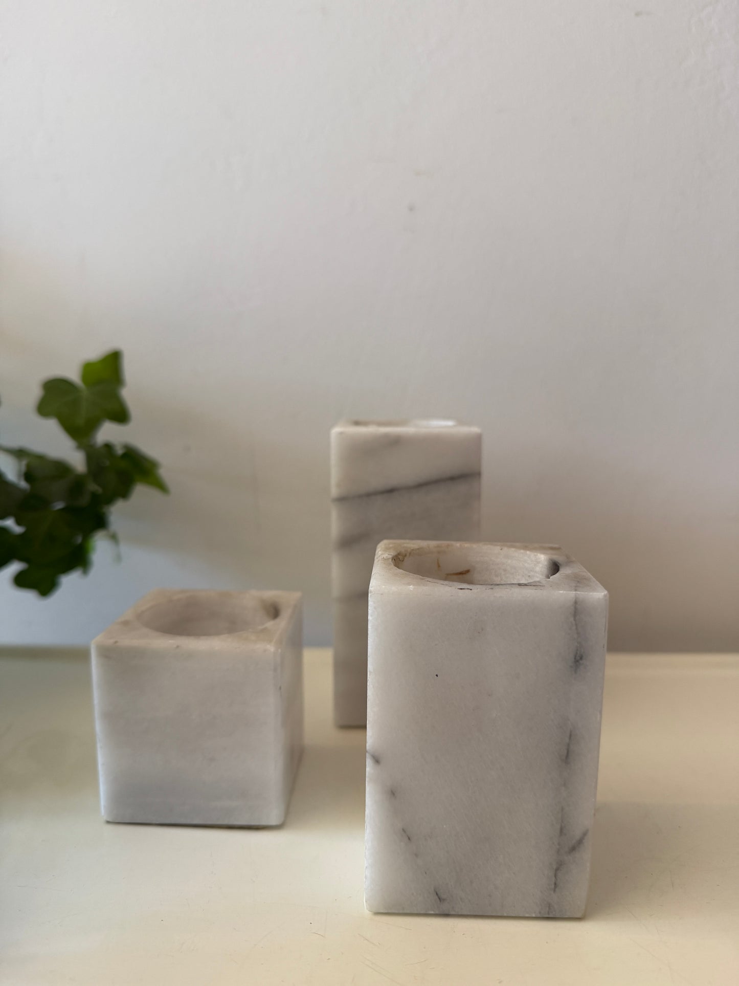 Set van 3 onyx waxinelichthouders