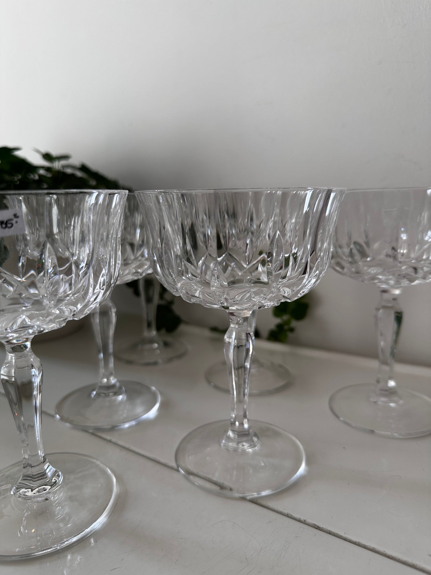 Set van 6 kristallen coupe champagne glazen