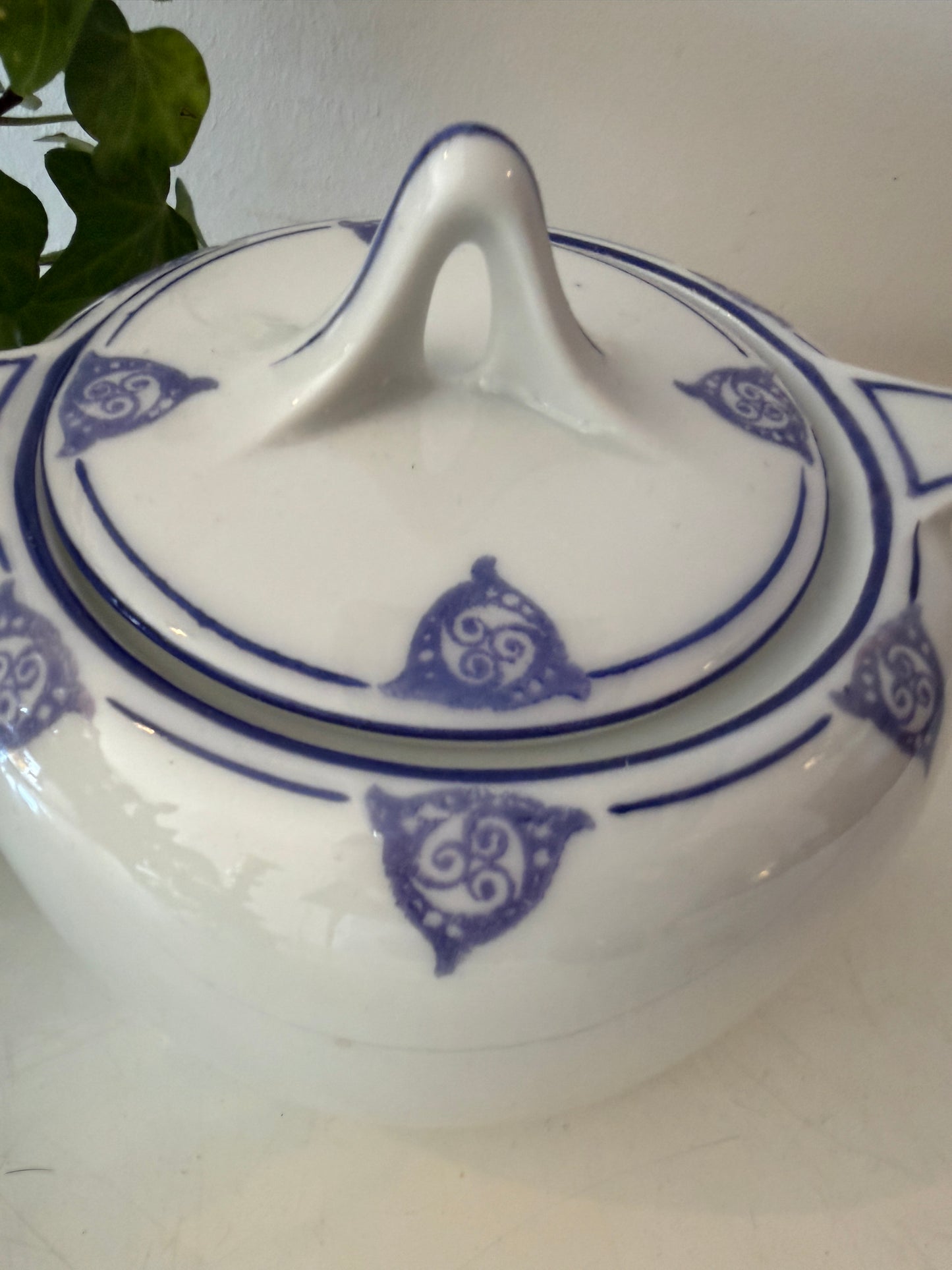 Porseleinen Suikerpotje blauw wit